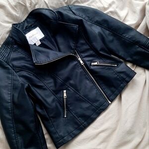 Black Faux Leather Jacket - Large